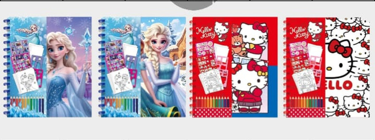 Kids Colouring Book Set with Colour Pencils – Stitch, Frozen, Spider-Man – Belinda Store