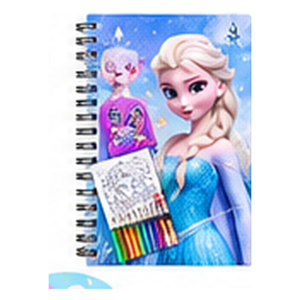 Kids Colouring Book Set with Colour Pencils – Frozen Elsa – Blue
