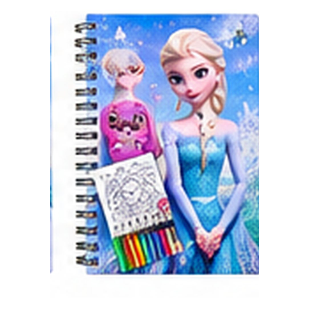 Kids Colouring Book Set with Colour Pencils – Frozen Elsa – Lilac