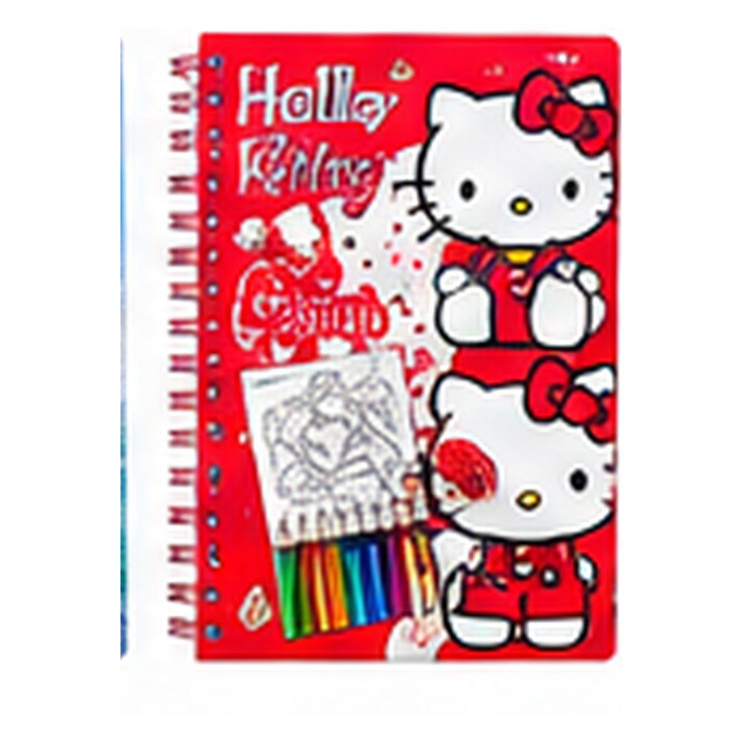 Kids Colouring Book Set with Colour Pencils – Hello Kitty – Red