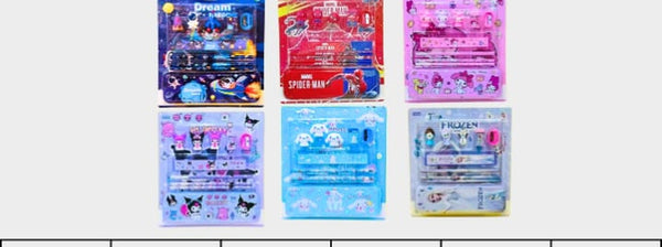 Kids Character Stationery Gift Set – Pencils, Eraser, Sharpener