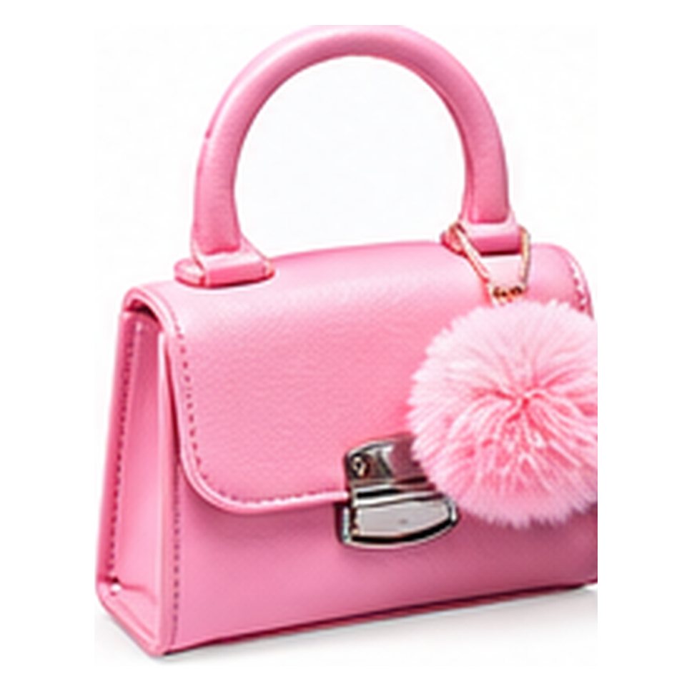 Kids Mini Handbag with Fluffy Pom Pom – Pink