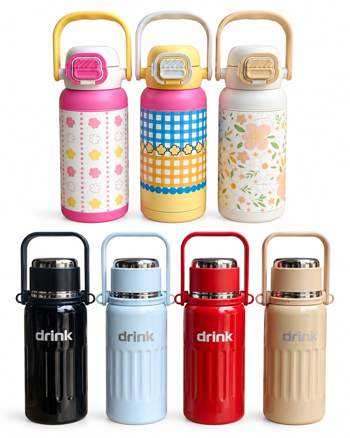 Kids Printed Handle Bottle & Drink Steel Bottle with Handle
