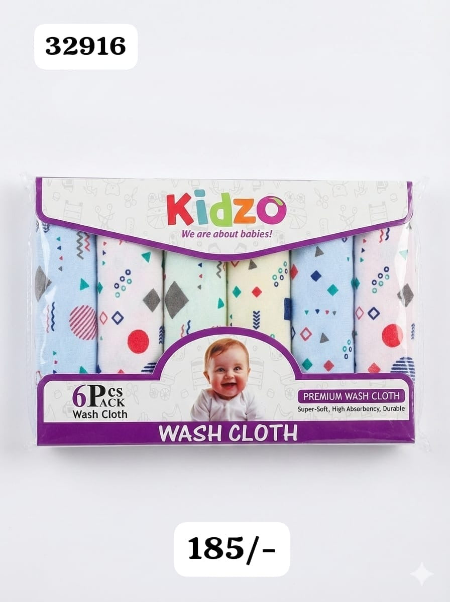 Kidzo baby wash cloth pack of 6