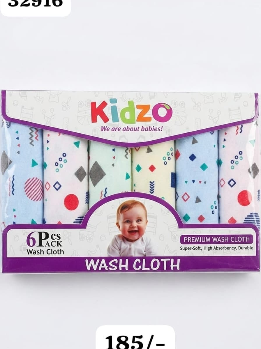 Kidzo Baby Wash Cloth â Pack of 6 Soft Cotton Wa - alternate view 2