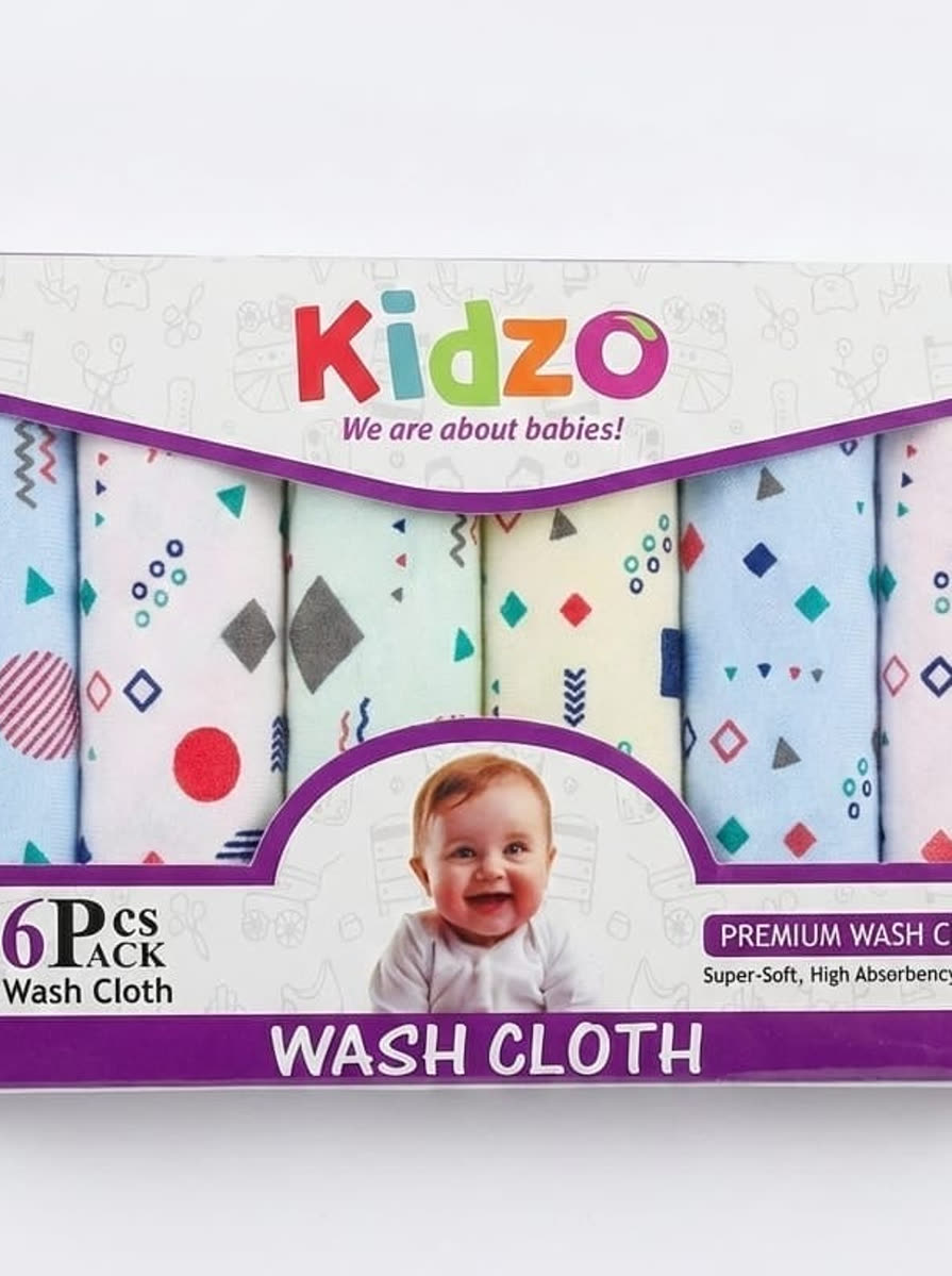 Kidzo Baby Wash Cloth â Pack of 6 Soft Cotton Wa - alternate view 3