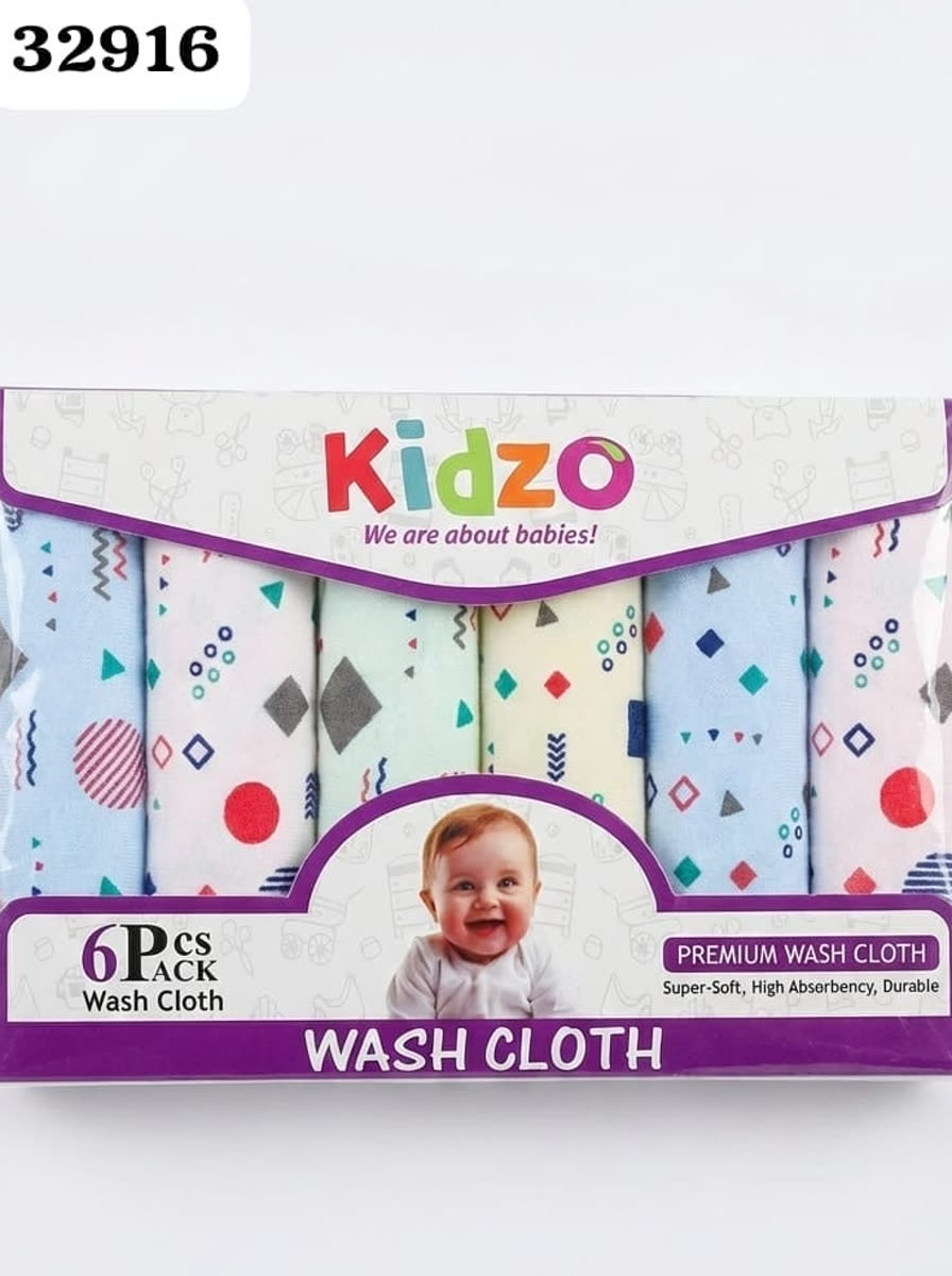Kidzo Baby Wash Cloth â Pack of 6 Soft Cotton Wa - alternate view 4