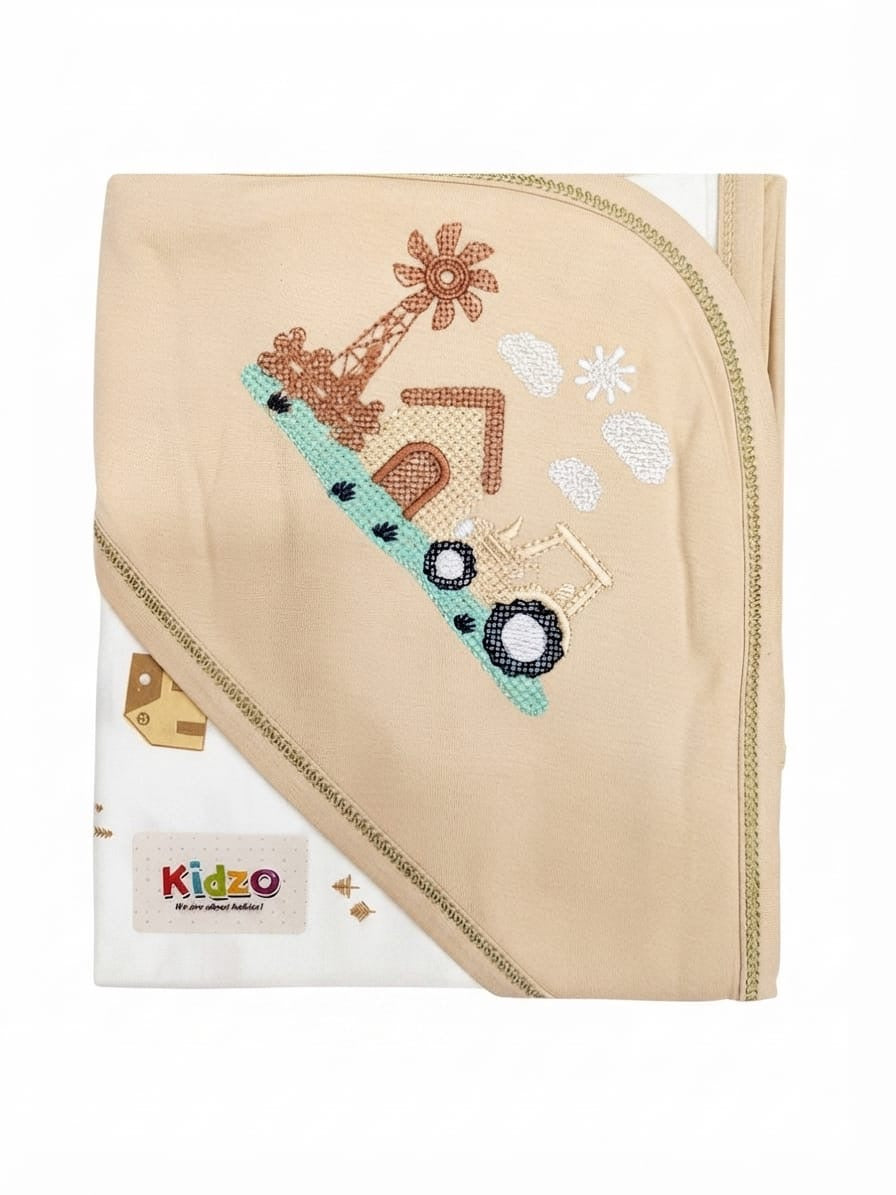 Kidzo baby wrapping sheet beige tractor