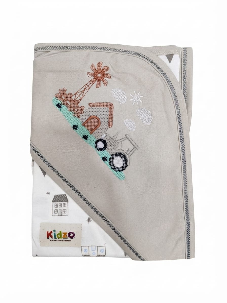 Kidzo baby wrapping sheet grey tractor
