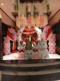 Kitty Cat Theme Birthday Decoration – Pink & White Balloon Arch with Cat Cutouts
