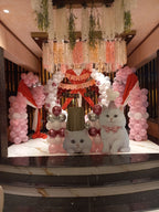 Kitty Cat Theme Birthday Decoration – Pink & White Balloon Arch with Cat Cutouts