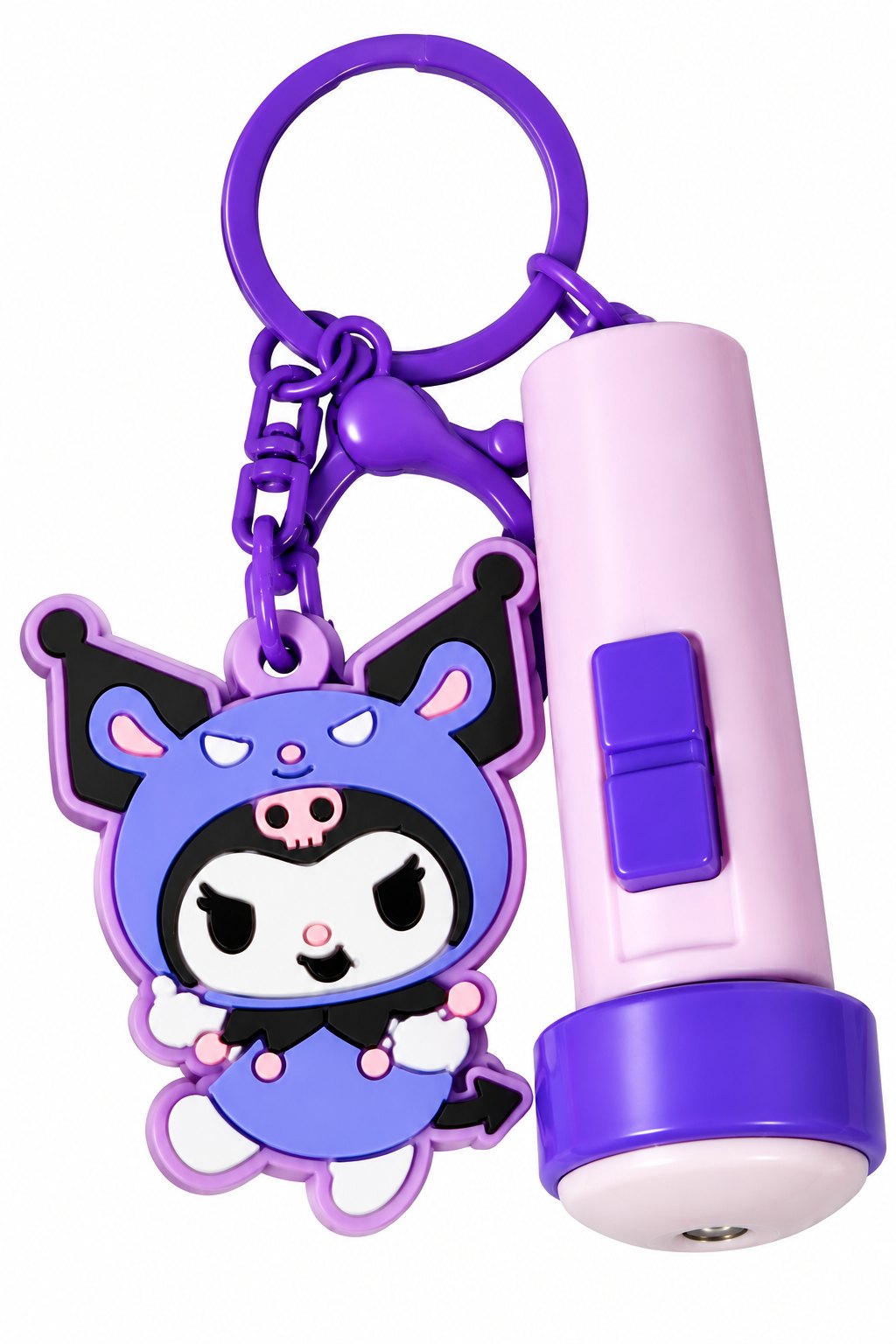 Kuromi-Inspired Purple Flashlight Keychain