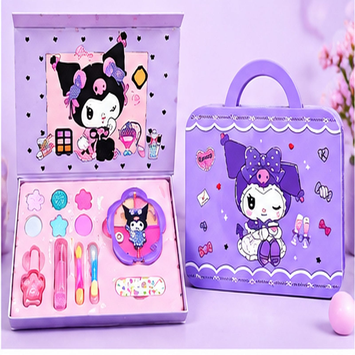 Kuromi Makeup Kit with Carry Case – Kids Pretend Play Beauty Set – Belinda Store