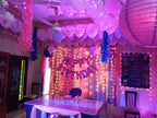 Lavender & Purple Birthday Decoration – Fairy Light Curtain, Photo Wall & Milestone Board