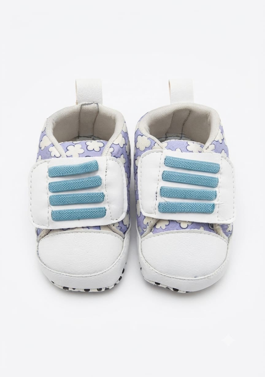 Lilac Cloud Print Velcro Baby Shoes soft sole prewalker for baby boys and girls – Belinda Store