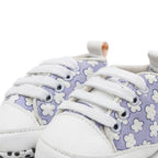 Lilac Flower Print Lace-Up Baby Shoes design detail – soft sole baby shoes – Belinda Store