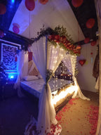 Luxury wedding room decoration Karachi with real flowers and fairy lights – image 3