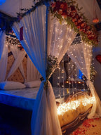 Luxury wedding room decoration Karachi with real flowers and fairy lights – image 7