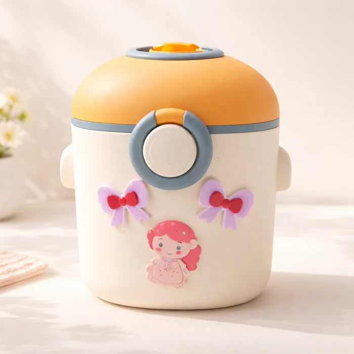 Round Milk Powder Container with Stickers | Cute Storage Box