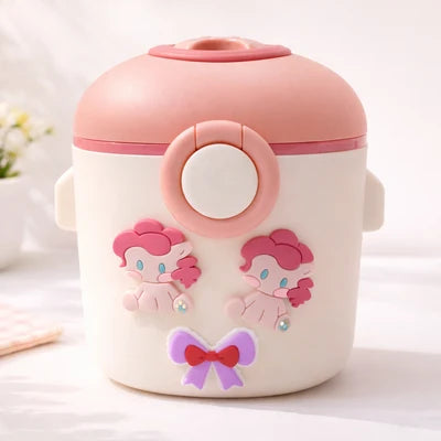 Round Milk Powder Container with Stickers | Cute Storage Box