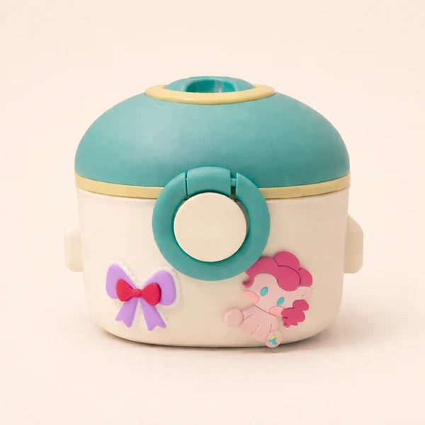 Round Milk Powder Container with Stickers | Cute Storage Box