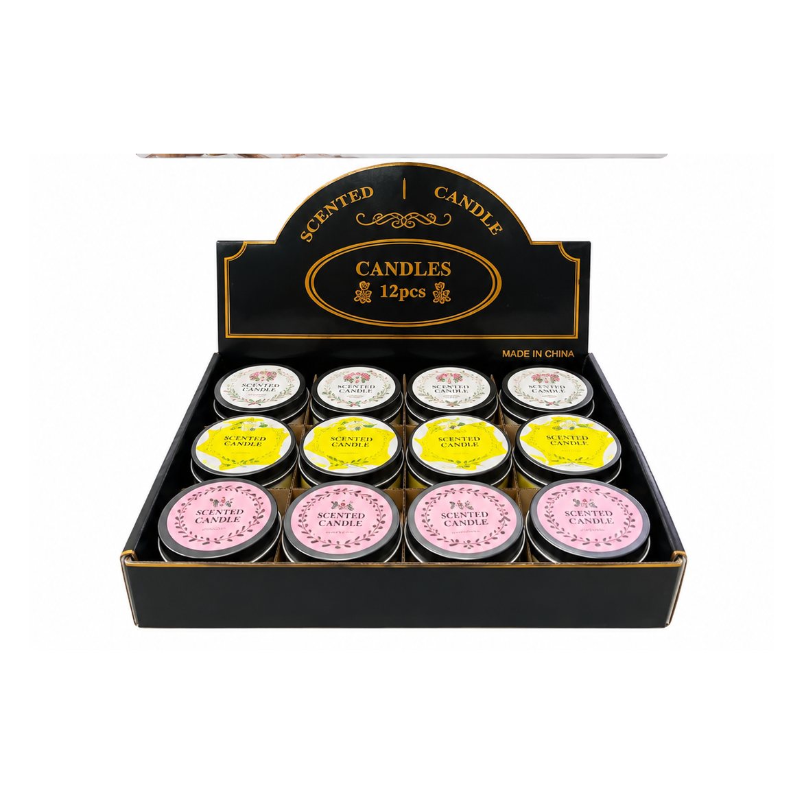 Black Tin Candles – 12 Pcs