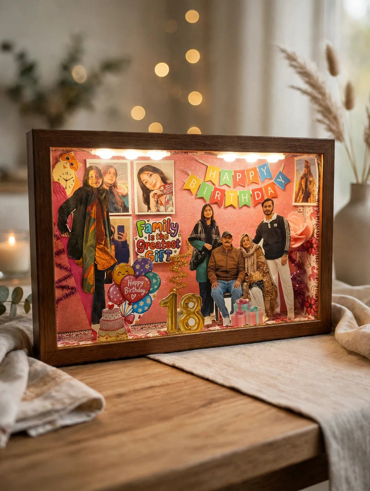 Personalized LED miniature box Birthday design - front view