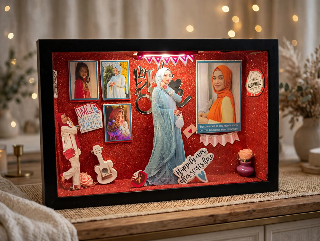 Personalized LED miniature box Bridal design - left view