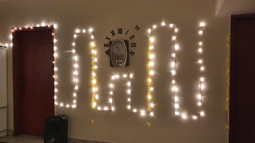 Wedding house fairy light decoration Karachi for mehndi and dholki lounge and walls – image 11