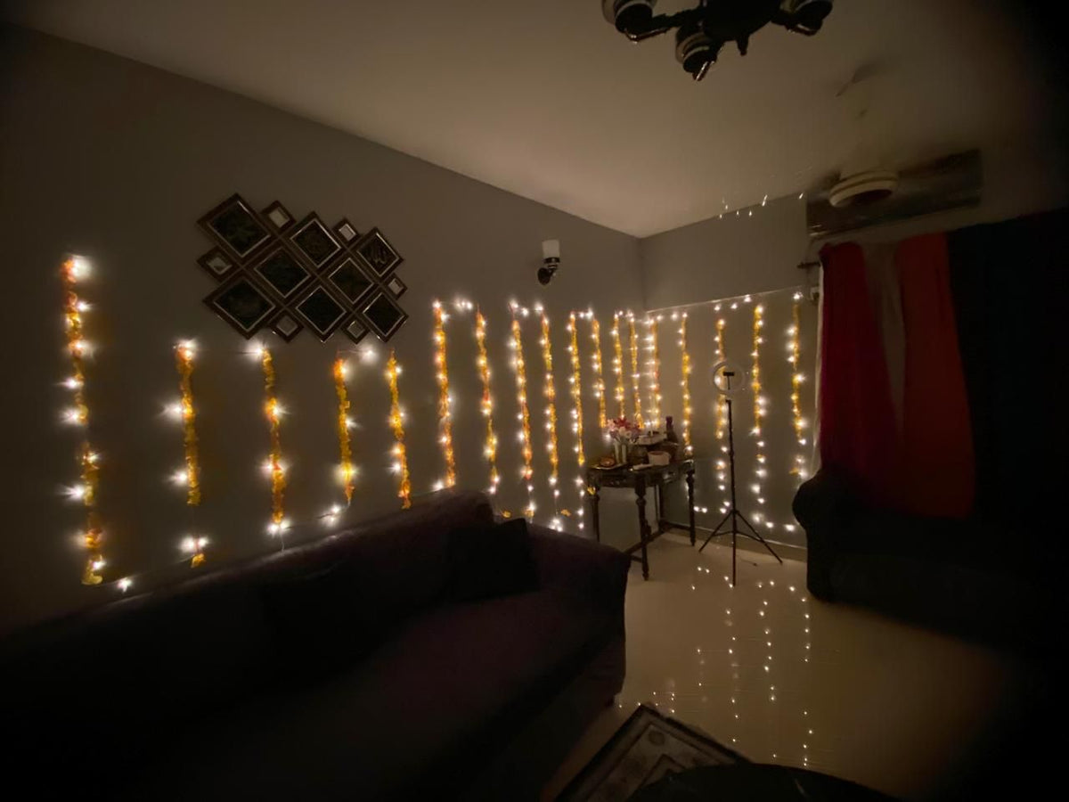 Wedding house fairy light decoration Karachi for mehndi and dholki lounge and walls – image 16