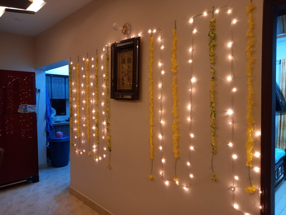 Wedding house fairy light decoration Karachi for mehndi and dholki lounge and walls – image 3