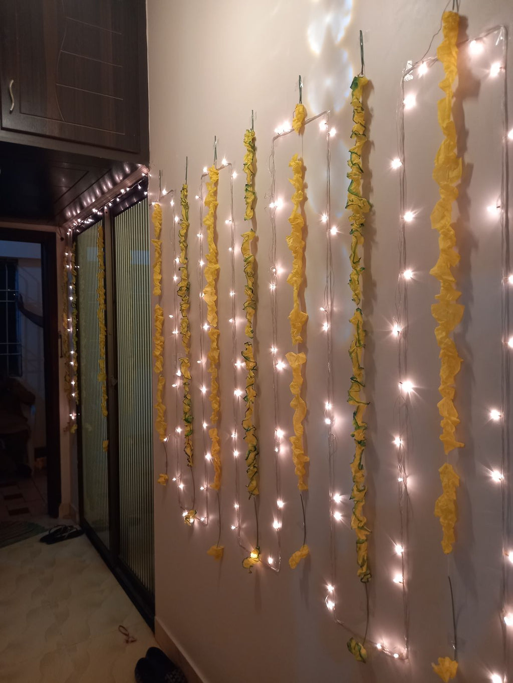 Wedding house fairy light decoration Karachi for mehndi and dholki lounge and walls – image 4