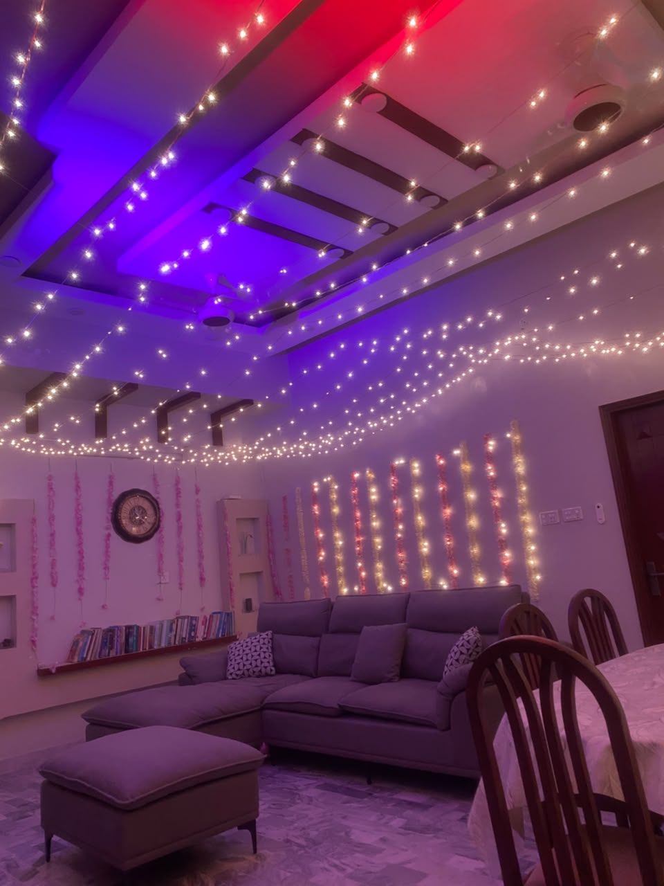 Wedding house fairy light decoration Karachi for mehndi and dholki lounge and walls – image 7