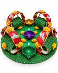 Green mehndi thaal with bangle arches
