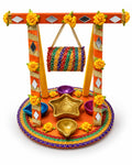 Decorated mehndi thaal jhoola multicolor