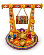 Decorated mehndi thaal jhoola multicolor