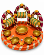 Mehndi thaal with matka and bangles