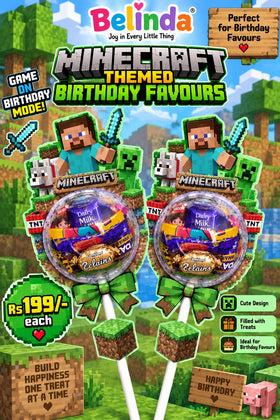 Minecraft theme chocolate lollipop birthday favour