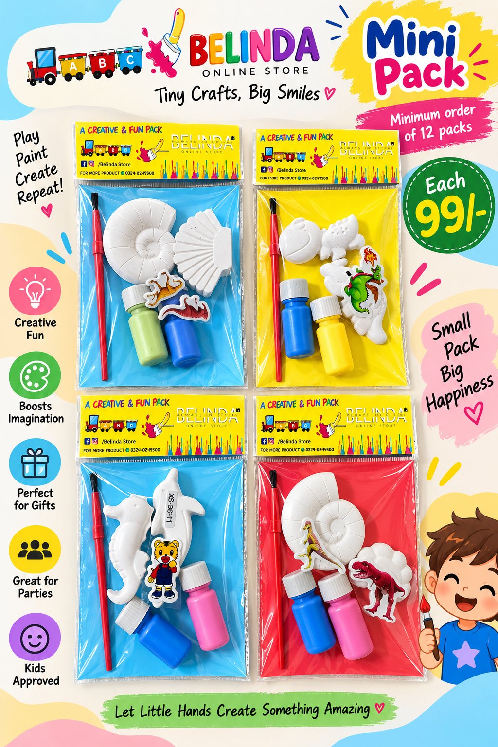 Mini ceramic painting pack tiny crafts for kids