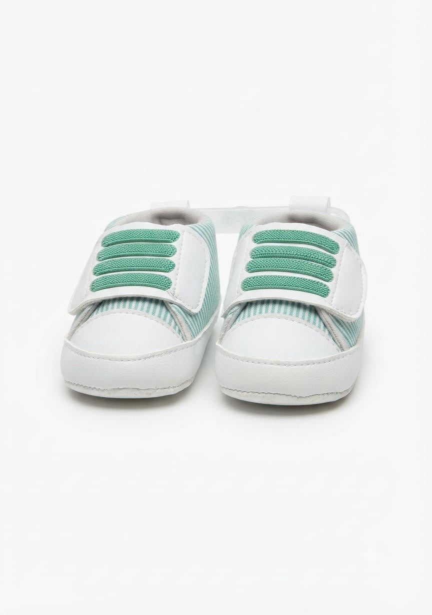 Mint Green Striped Velcro Baby Shoes soft sole prewalker for baby boys and girls – Belinda Store