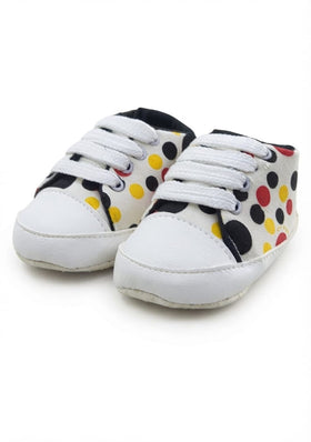 Multicolour Polka Dot Lace-Up Baby Sneakers soft sole prewalker for baby boys and girls – Belinda Store