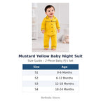 Mustard Yellow Baby Night Suit size guide 0-24 months – Belinda Store