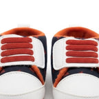 Navy & Orange Velcro Baby Sneakers design detail – soft sole baby shoes – Belinda Store