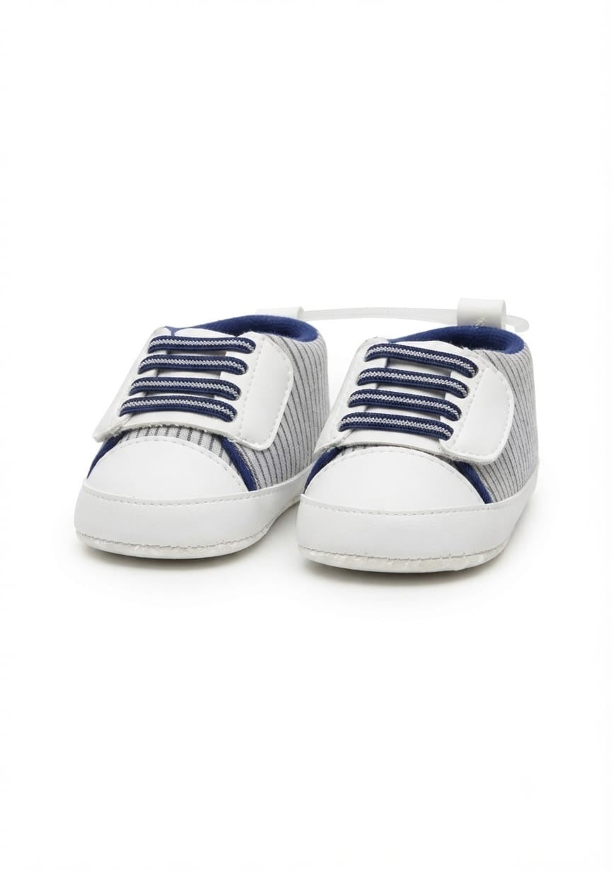Navy Striped Lace-Up Baby Sneakers soft sole prewalker for baby boys – Belinda Store