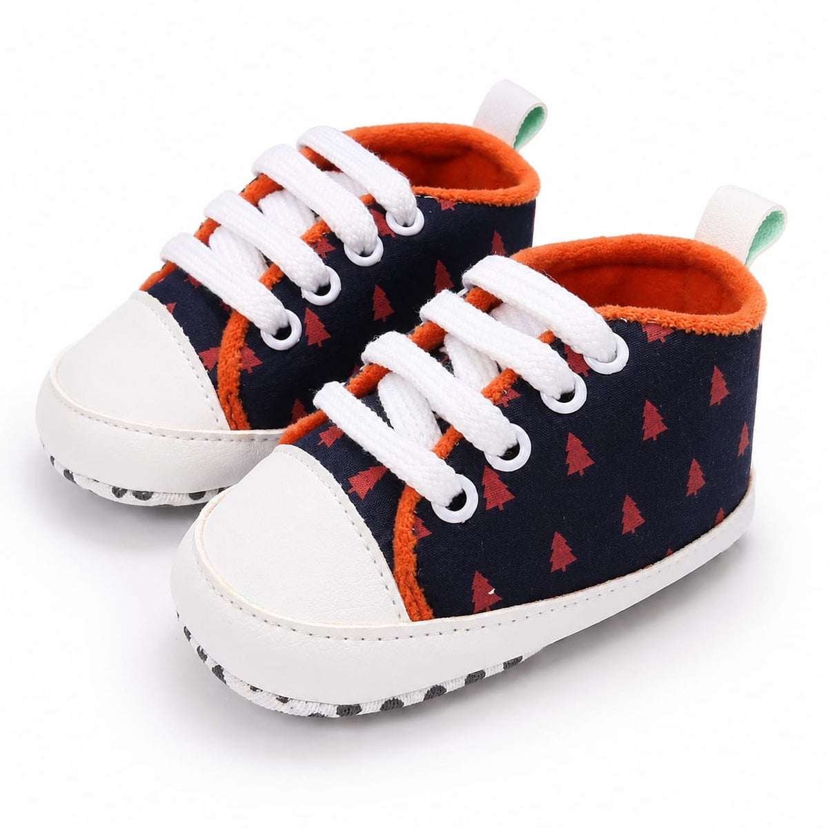 Navy Tree Print Lace-Up Baby Sneakers soft sole prewalker for baby boys – Belinda Store