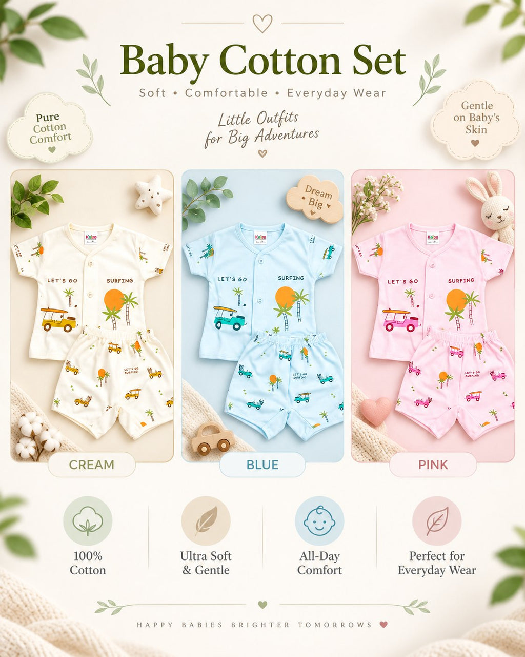 Newborn Baby Cotton Set Shirt Shorts 3 Colors – Belinda Store Pakistan