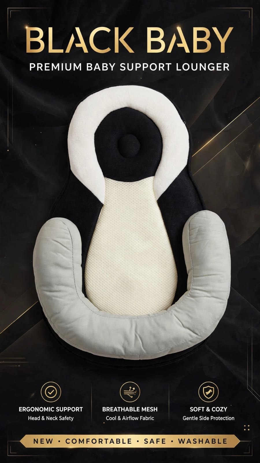 Newborn Baby Sleeping Nest Black Features – Belinda Store Pakistan