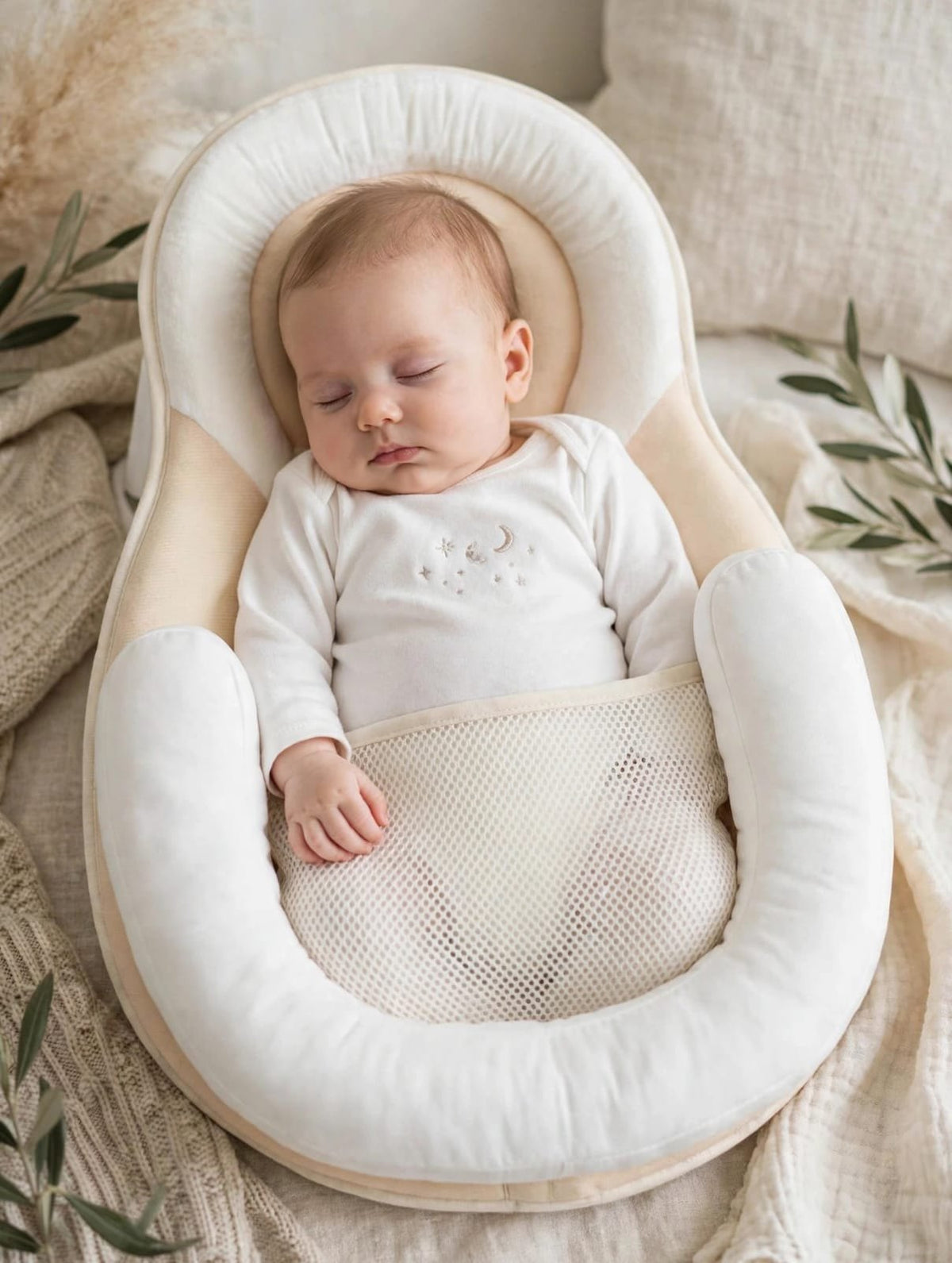 Newborn Baby Sleeping Nest Cream Mesh – Belinda Store Pakistan