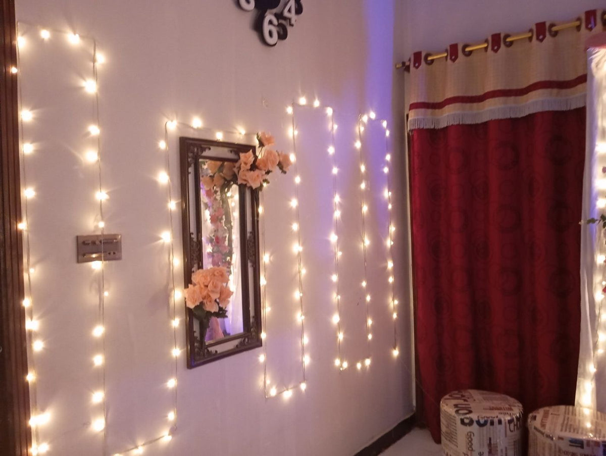 Nikkah decor floral arch fairy light wall Karachi – photo 4