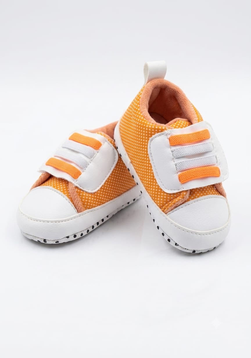 Orange Mesh Velcro Baby Sneakers soft sole prewalker for baby boys and girls – Belinda Store